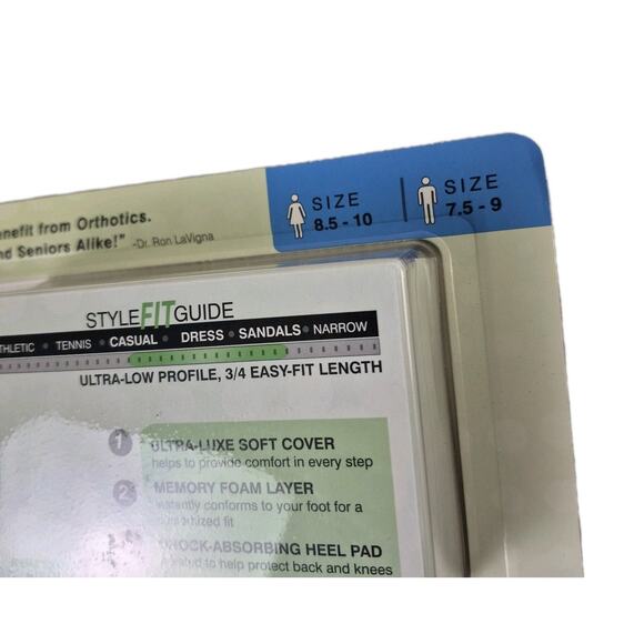 Orthera Orthotic Shoe Inserts Set of 2 Pairs, For Men 7.5-9 Or Women 8.5-10 - Picture 2 of 6